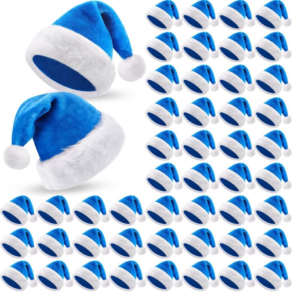 5710 50 Pcs Santa Hat Bulk Christmas Hat Plush Velvet Party Hat Christmas